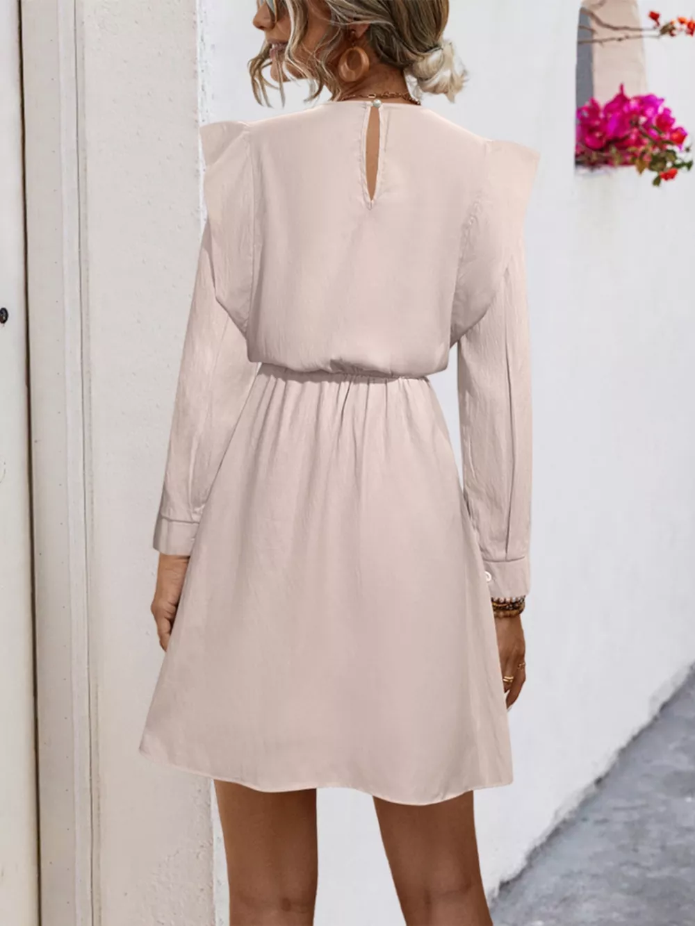 Ruffled Long Sleeve Mini Dress, image 4