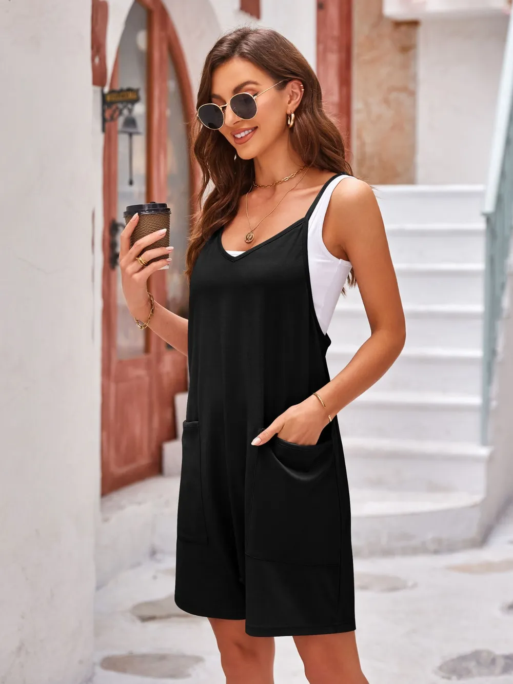 Spaghetti Strap Romper with Pockets, image 17