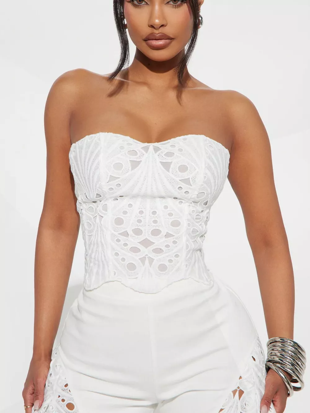 Cutout Tube Top and Wide Leg Pants Set, image 8