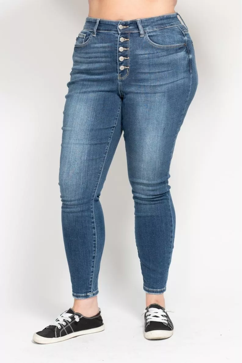 Full Size High Rise Button Fly Skinny Jeans Plus Size, image 4