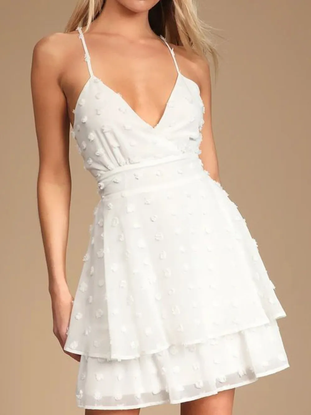 Swiss Dot V-Neck Cami Dress, image 5