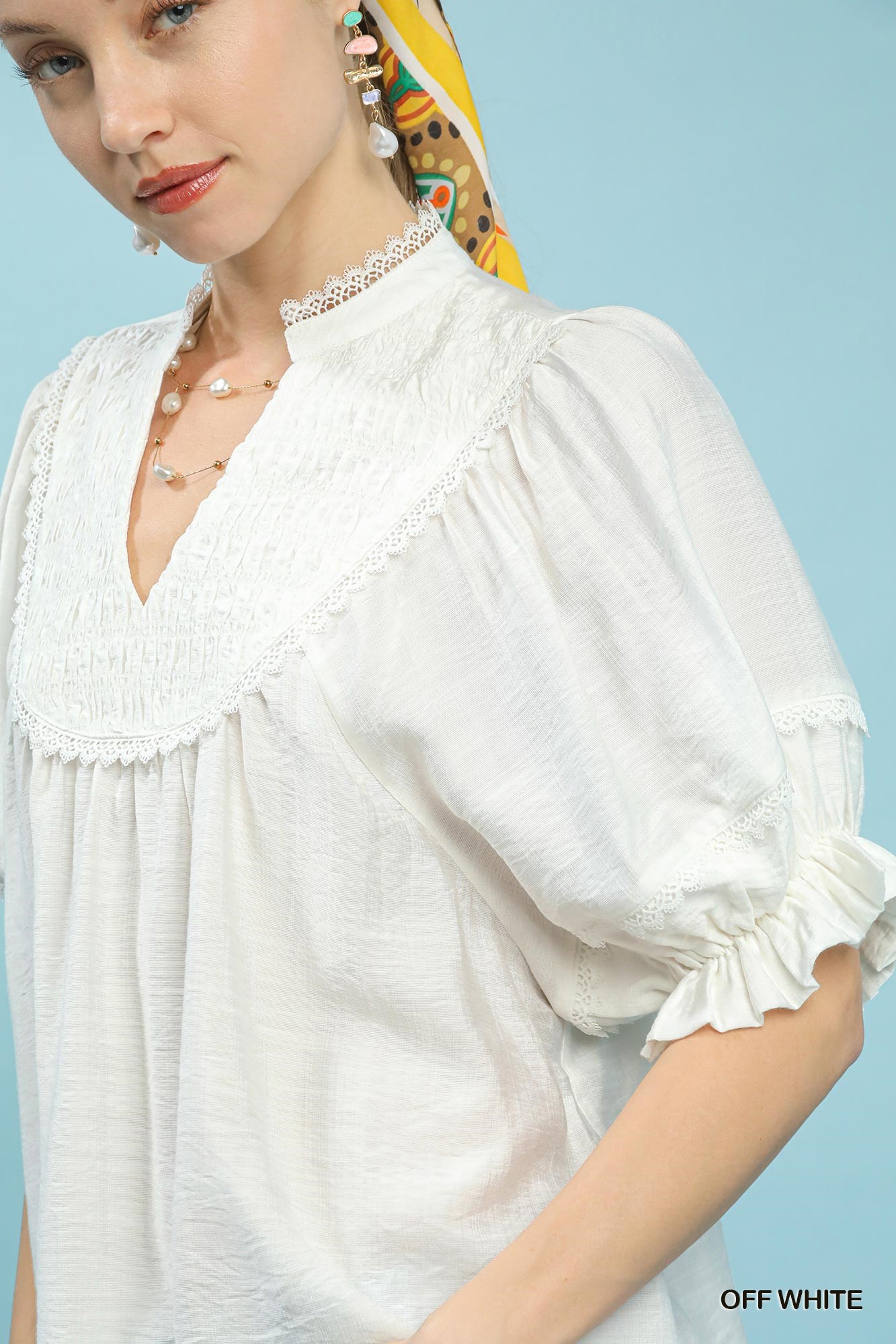 Smocked Yoke Blouse with Ruffle Sleeves, image 4