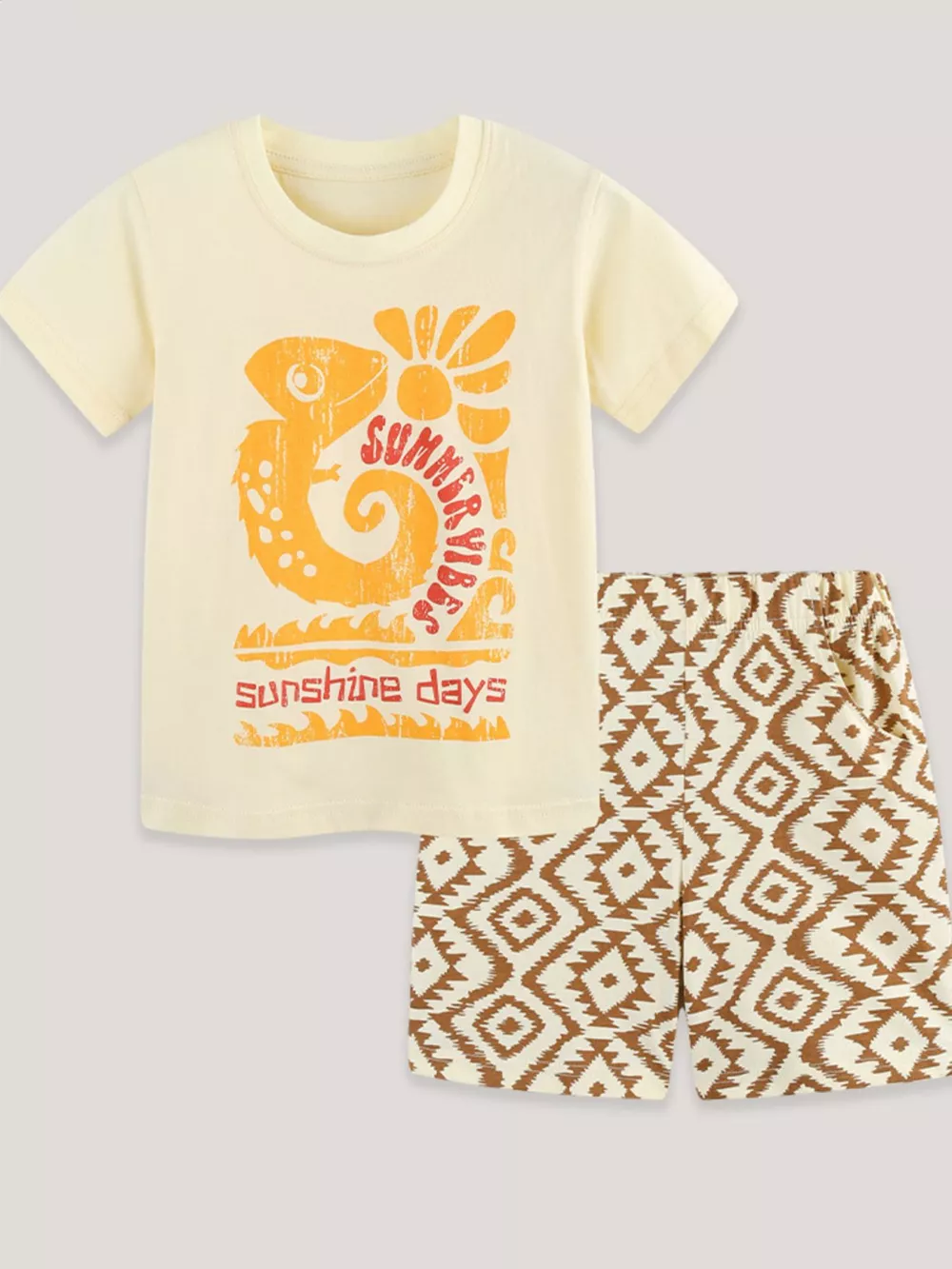 Children's Graphic Tee & Geometric Print Shorts Set, image 2