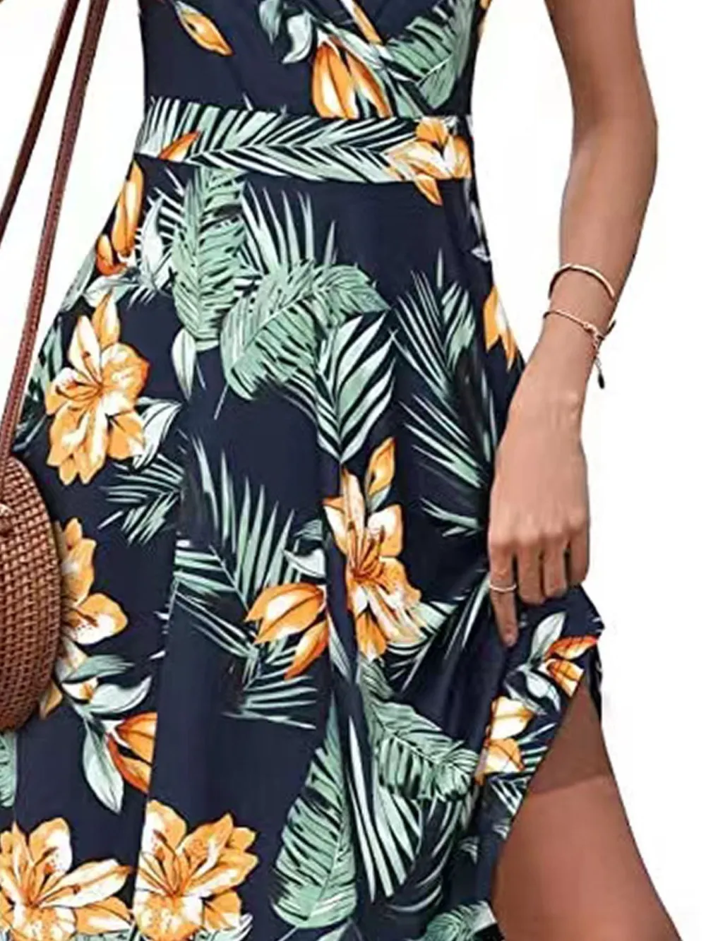 Printed Surplice Sleeveless Dress, image 12