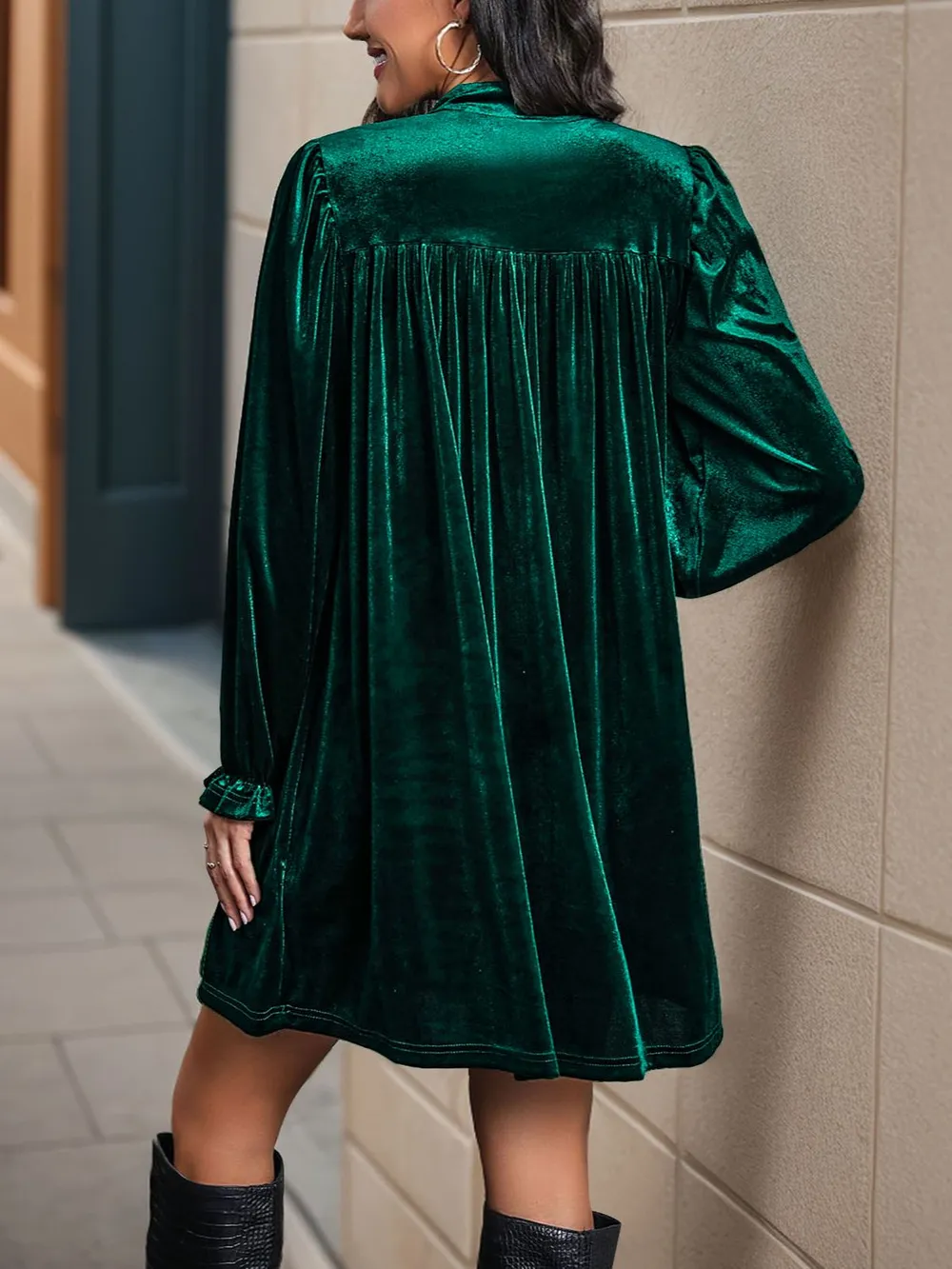 Ruched Surplice Long Sleeve Mini Dress, image 15