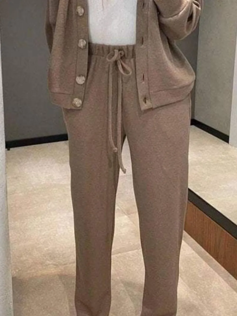 Full Size Button Up Long Sleeve Top and Pants Set, image 9