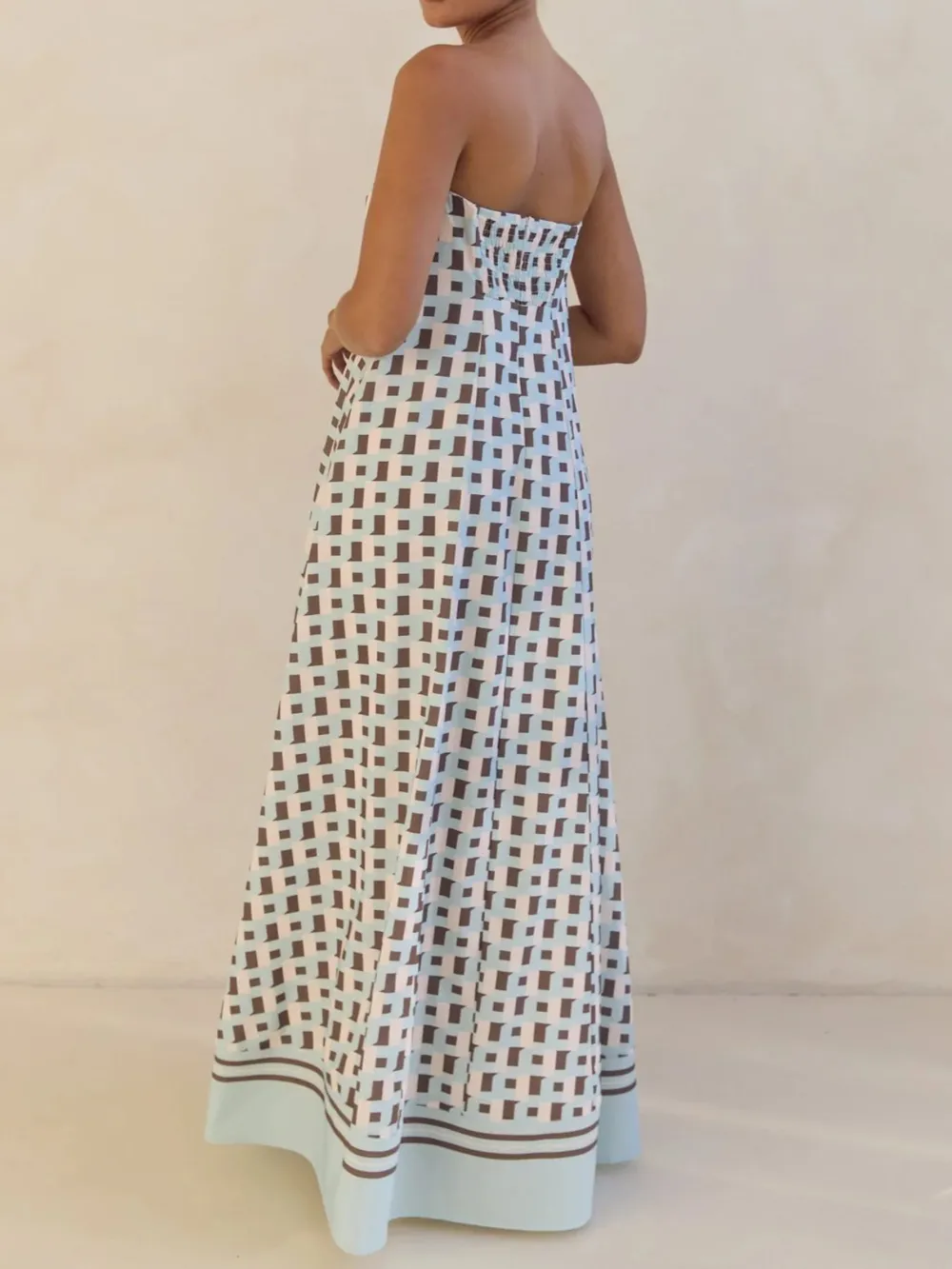 Smocked Printed Tube Maxi Dress, image 14