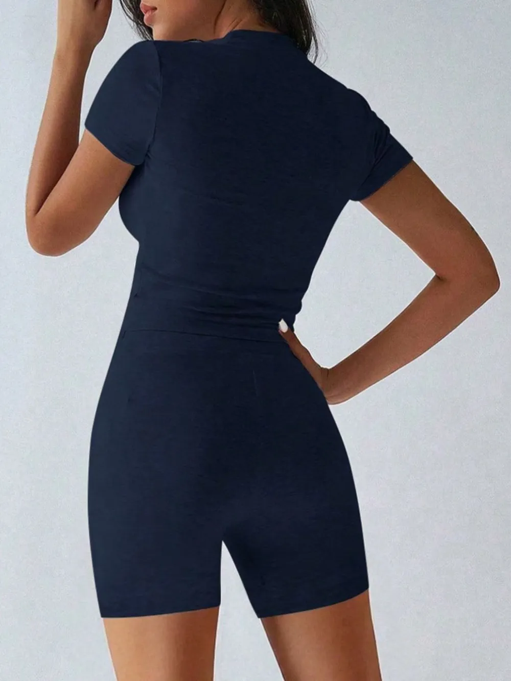Round Neck Short Sleeve Top and Shorts Set, image 12
