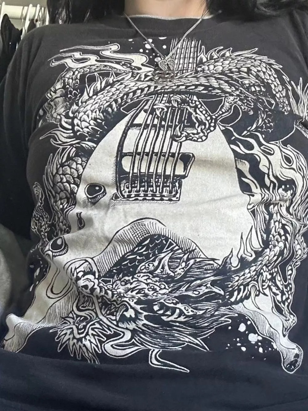 Graphic Round Neck Long Sleeve T-Shirt, image 2