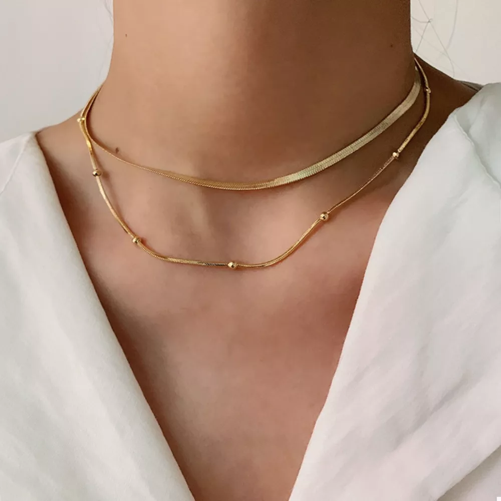 2 Piece 18K Gold-Plated Chain Necklace
