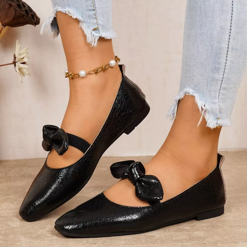 Bow Square Toe Slip-Ons, image 3
