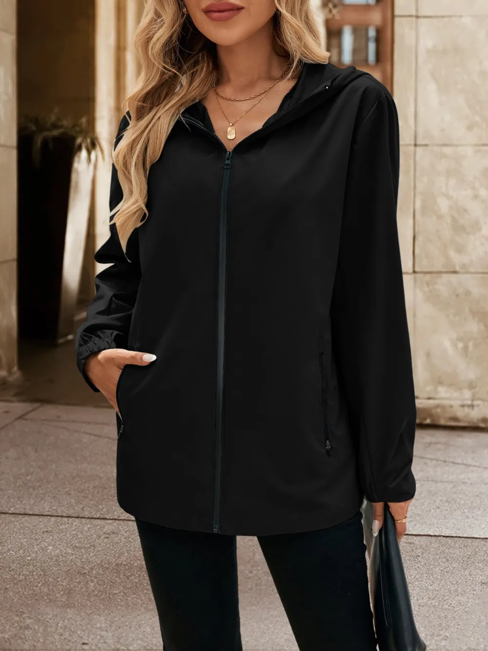 Pocketed Zip Up Hooded Jacket, image 23
