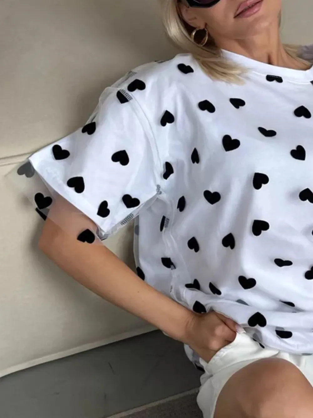 Heart Print Oversized T-Shirt, image 17