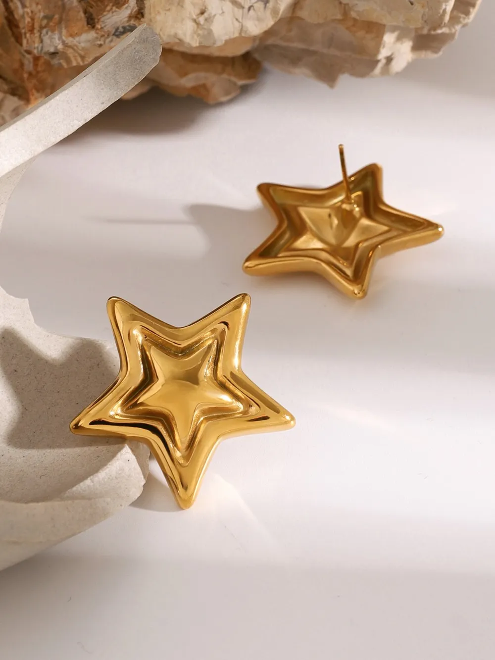 Stainless Steel Star Stud Earrings, image 2