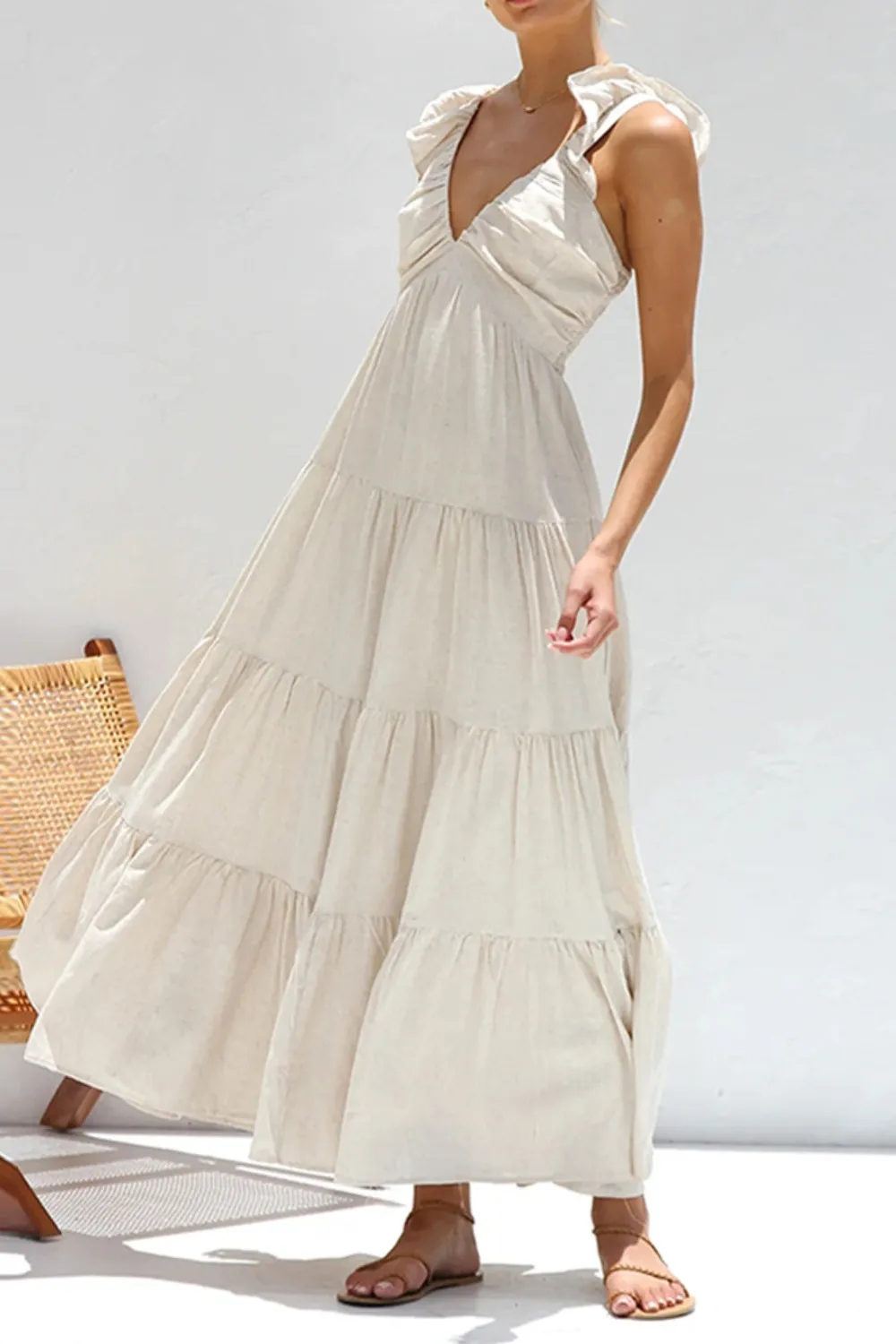Ruffled V-Neck Tiered Dress, image 8