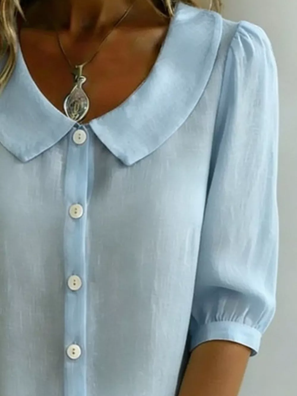 Peter Pan Collar Puff Sleeve Shirt, image 9