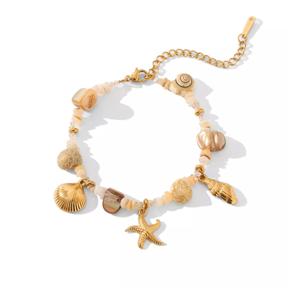 18K Gold-Plated Shell Charm Bracelet, image 5