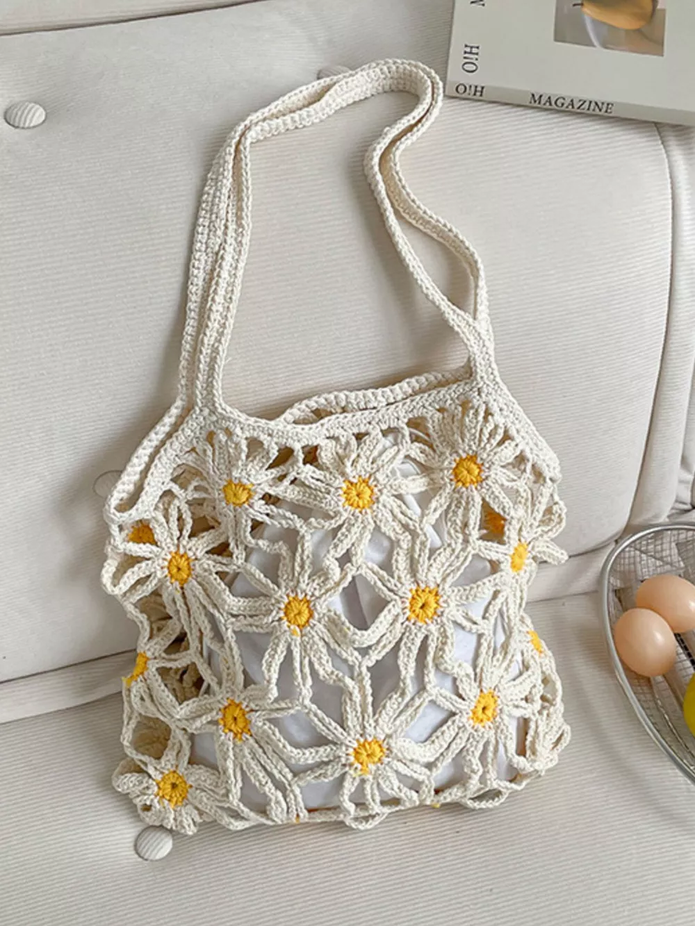 Daisy Crochet Shoulder Bag, image 6