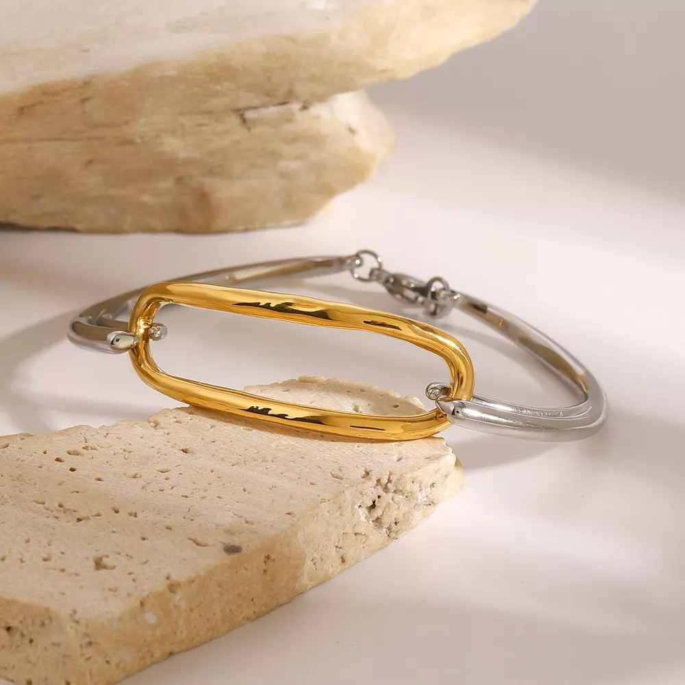 Two-Tone Geometric Link Bracelet, image 6