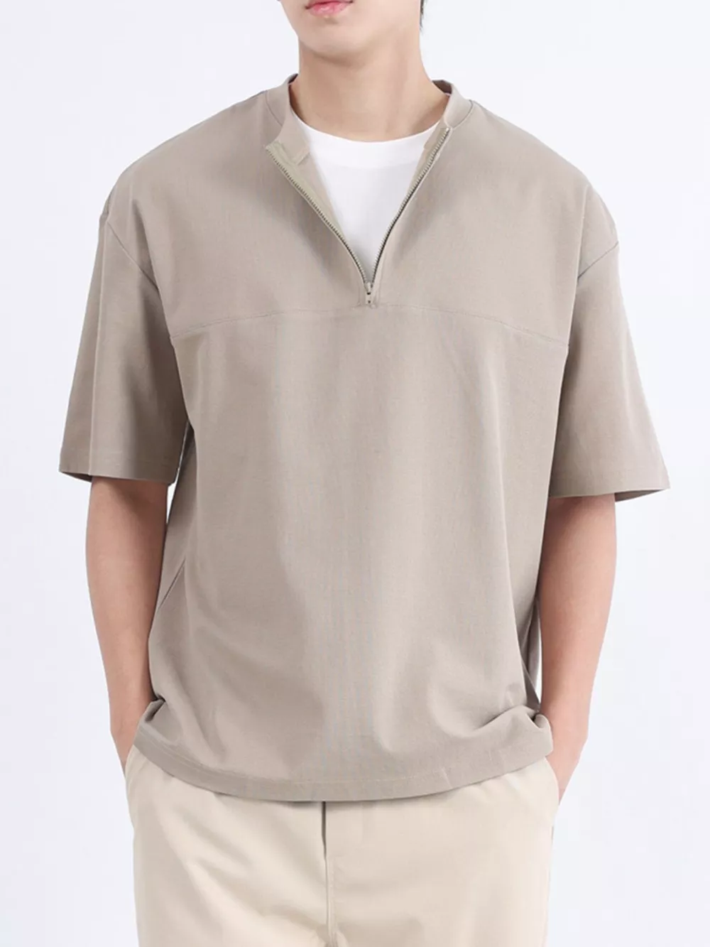 Men's Plus Size Half Sleeve Solid Color Top, image 8