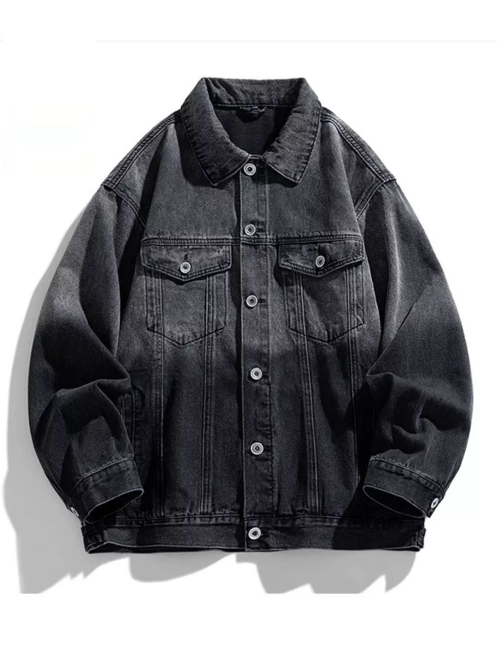 Men's Washed Button Up Denim Jacket, image 2