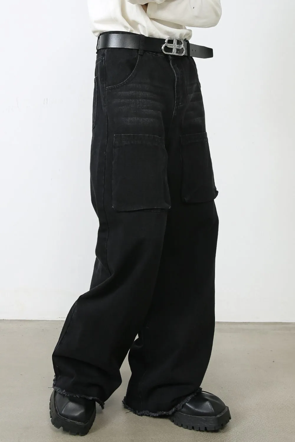 Men's Wide Leg Jeans with Pockets, image 3