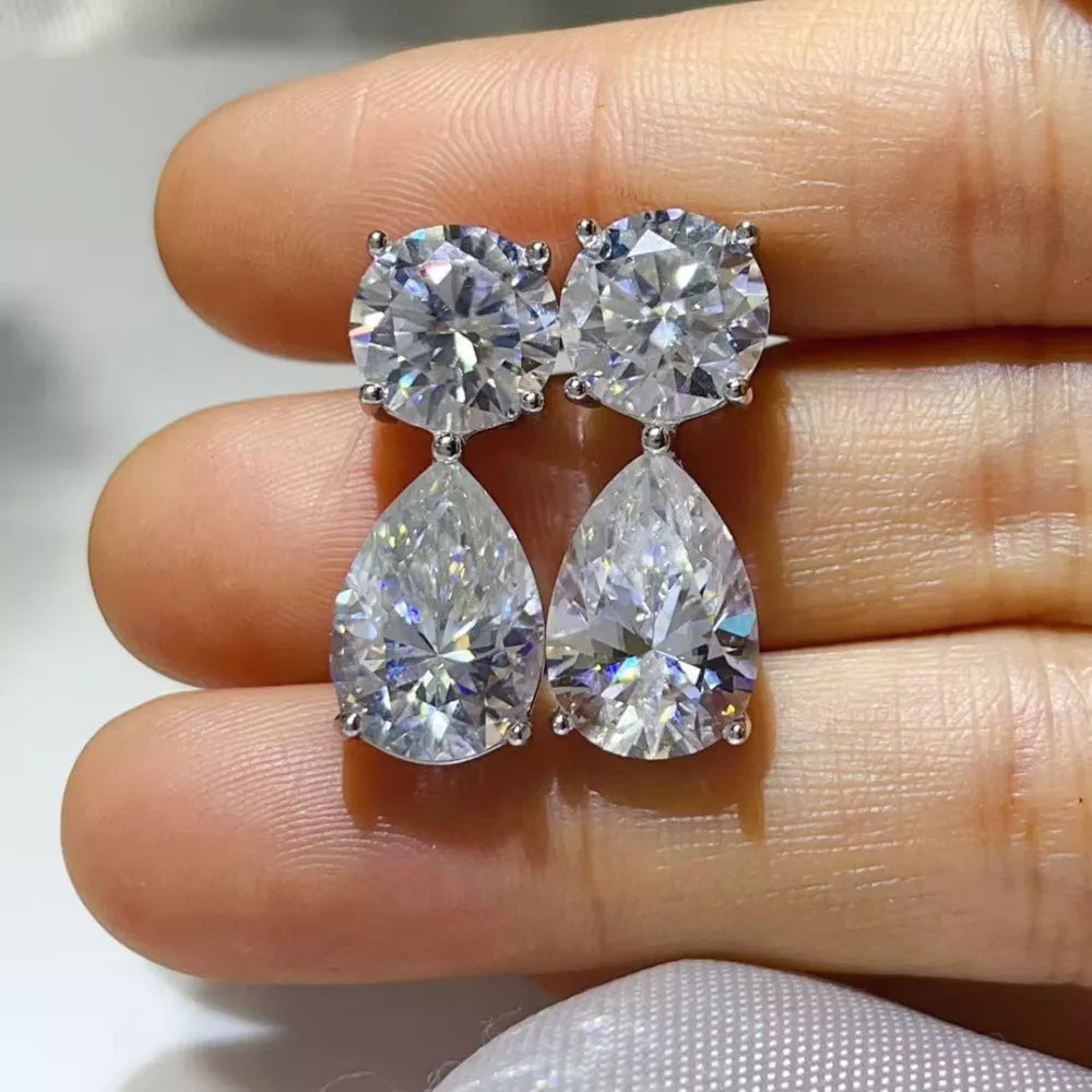 16 Carat Moissanite 925 Sterling Silver Earrings, image 4