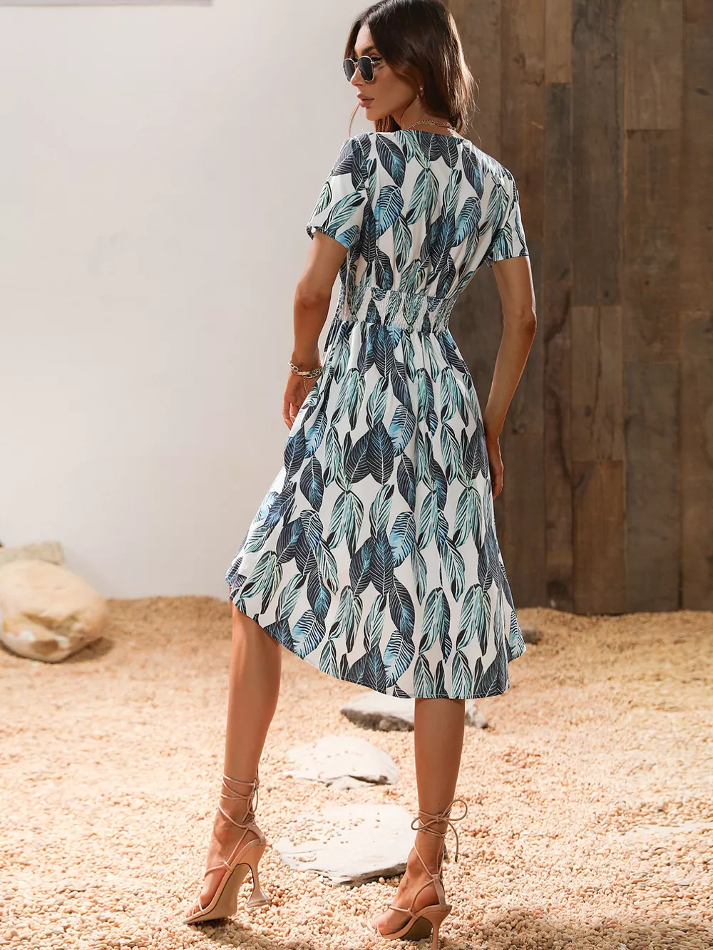 Printed Short Sleeve Midi Dress, image 11