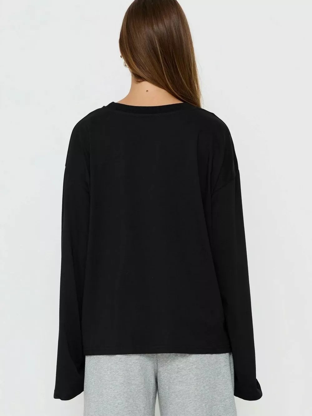Oversized Long Sleeve Crew Neck T-Shirt, image 10