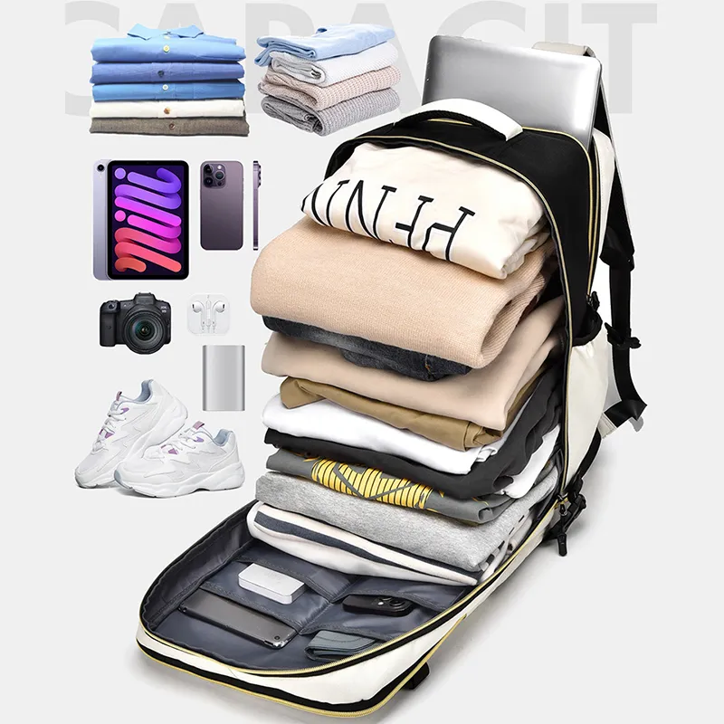 Color Block Multi-Pockets Backpack Bag, image 5