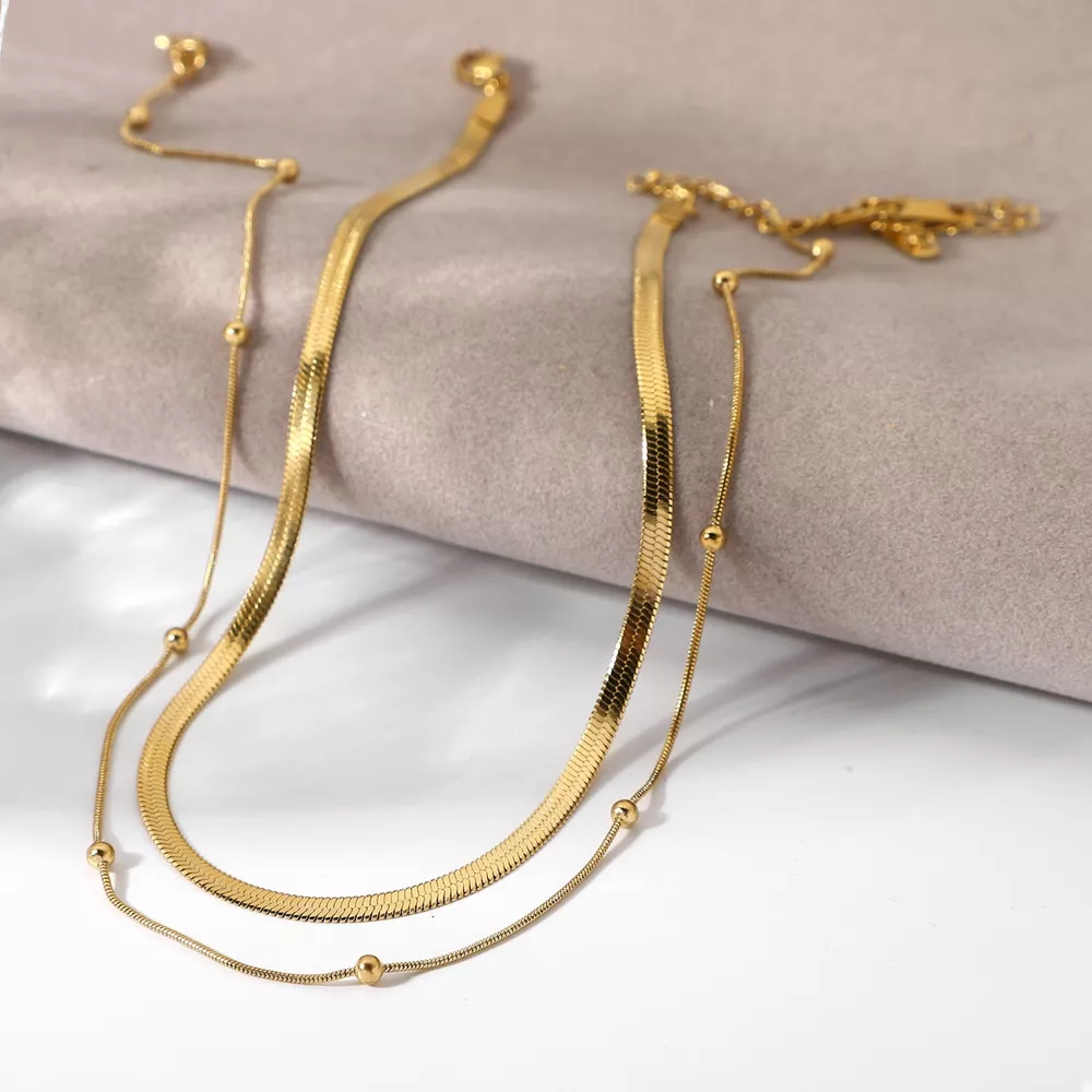 2 Piece 18K Gold-Plated Chain Necklace, image 2