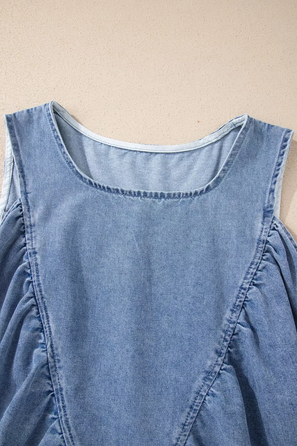 Denim Pleated Patchwork Sleeveless Top, image 7