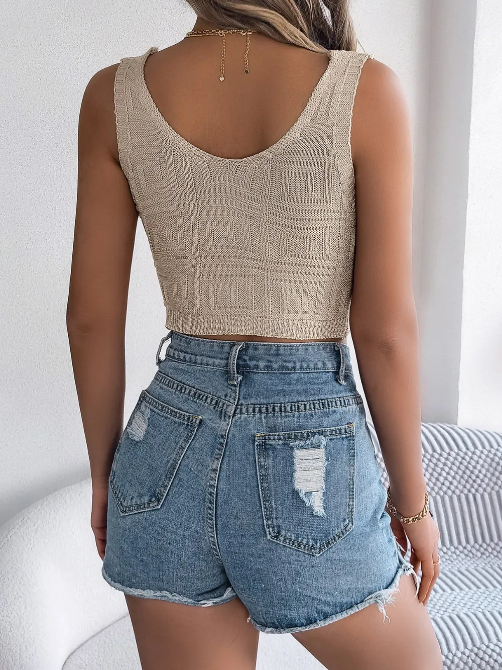 Twisted V-Neck Knit Vest, image 4