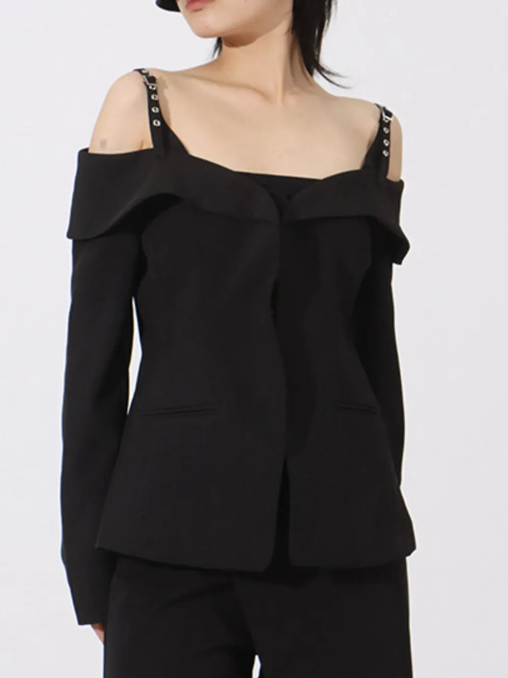 Ruffled Cold Shoulder Long Sleeve Outerwear, image 2