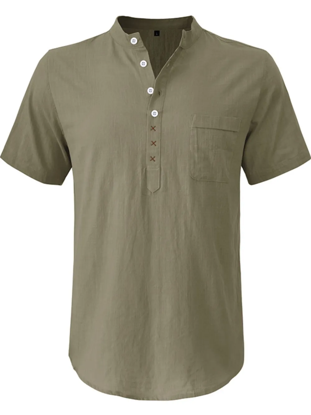 Men's Casual Collar Short Sleeve Linen Polo Shirt, image 9