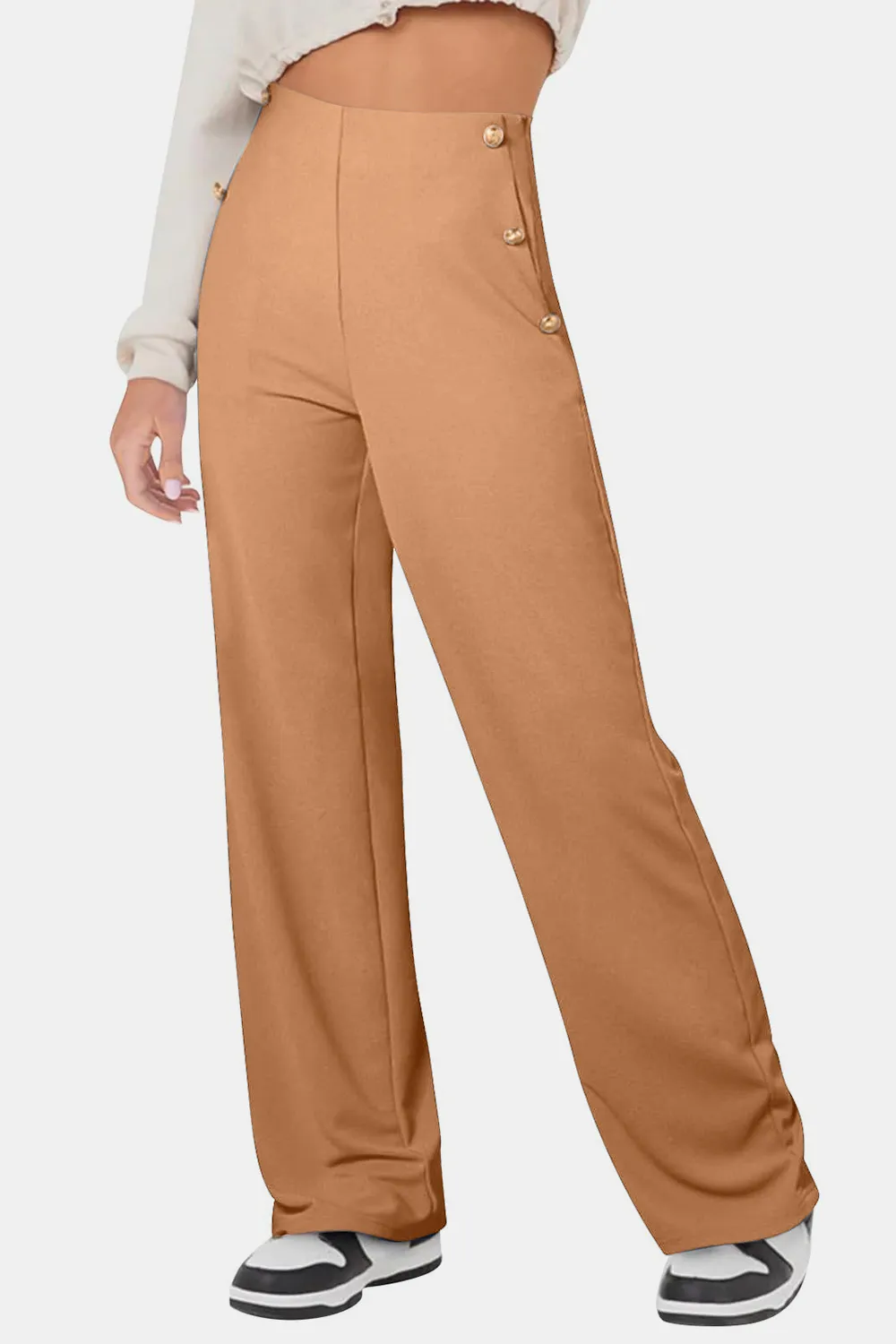 Decorative Button High Rise Pants, image 12