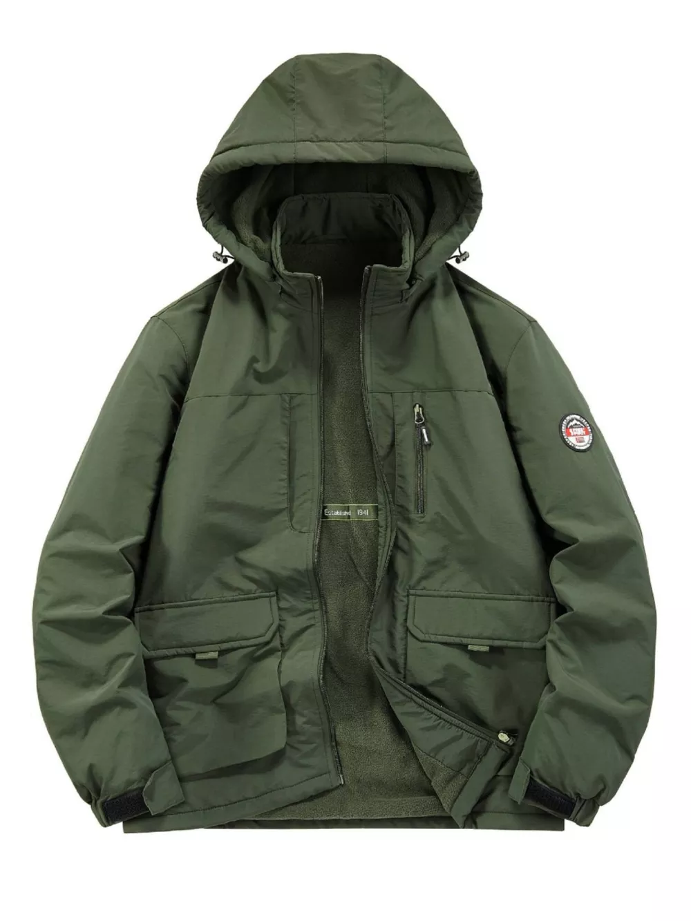 Men's Plus Size Zip Up Hooded Outdoor Jacket, image 4
