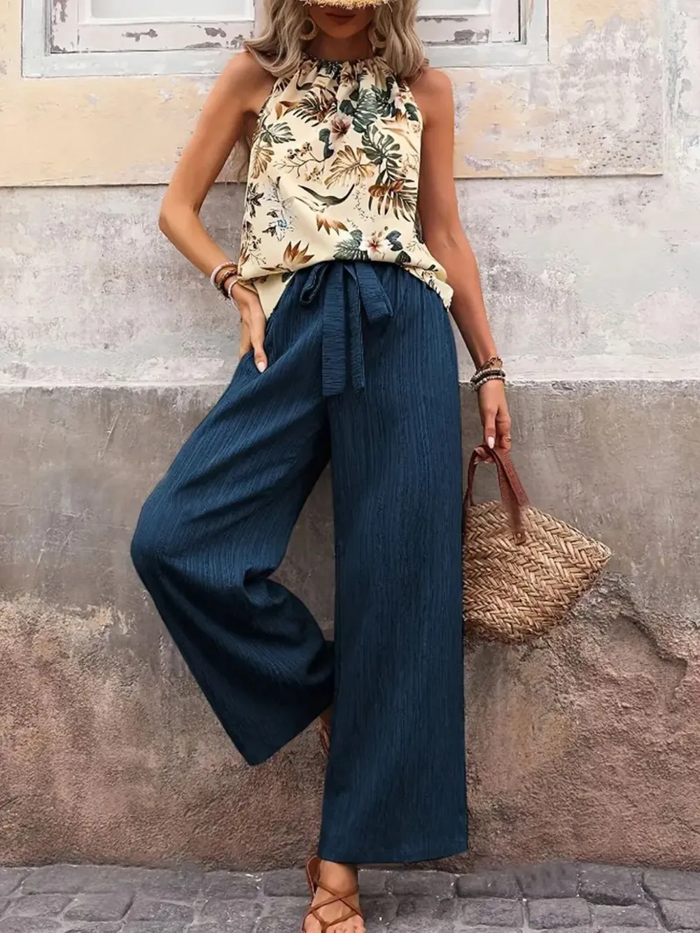 Printed Tank Top and Wide Leg Pants Set, image 20