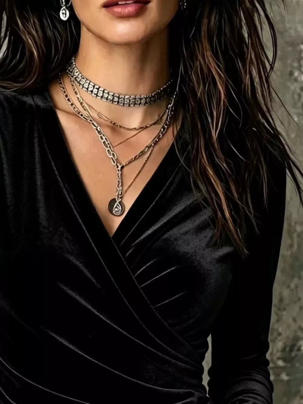 Full Size Velvet Wrap-Front Long Sleeve T-Shirt Plus Size, image 4