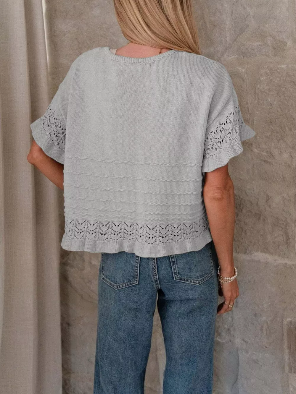 Lace Trimmed Knit Top, image 20