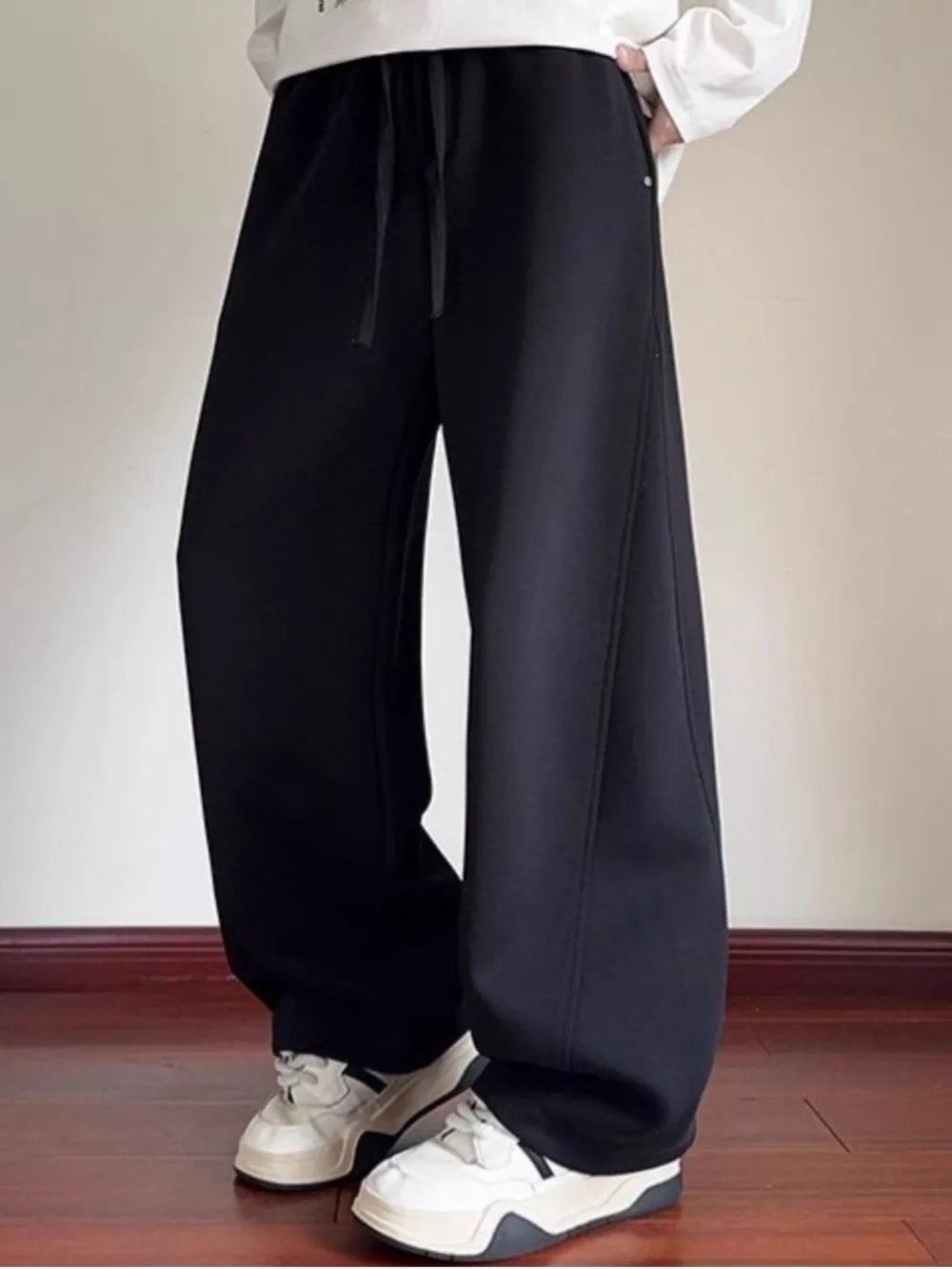 Men's Plus Size Drawstring Wide Leg Pants, image 3