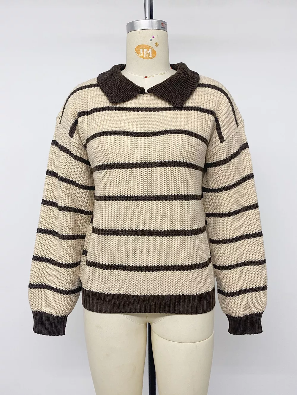 Striped Knit Polo Sweater, image 11