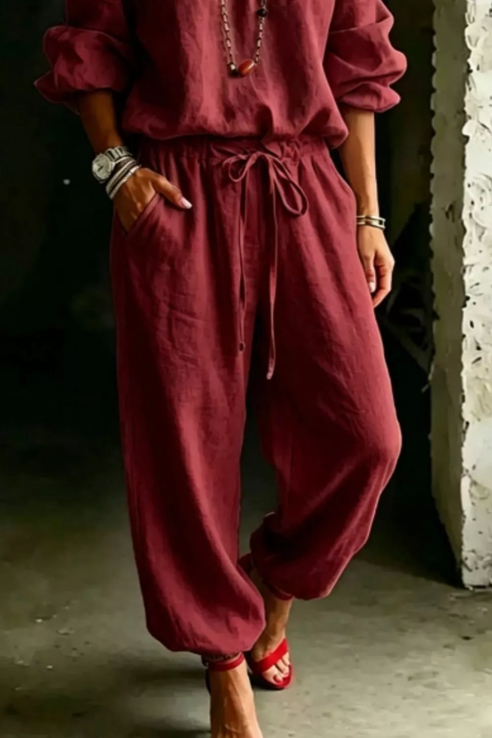 Full Size Off-Shoulder Top and Pants Set Plus Size, image 6