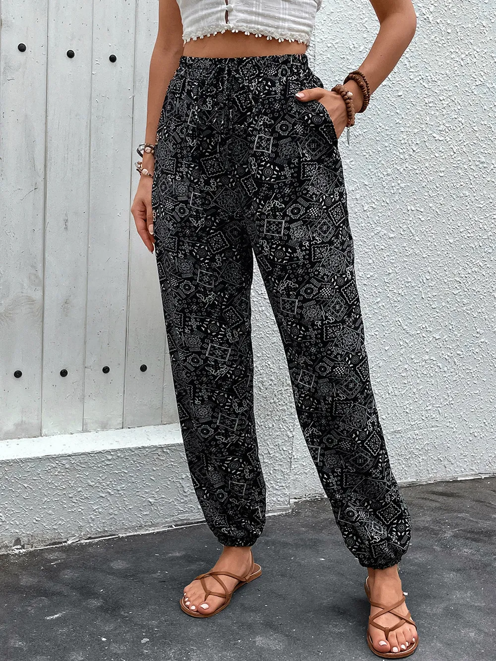 Printed High Waist Pants, image 5