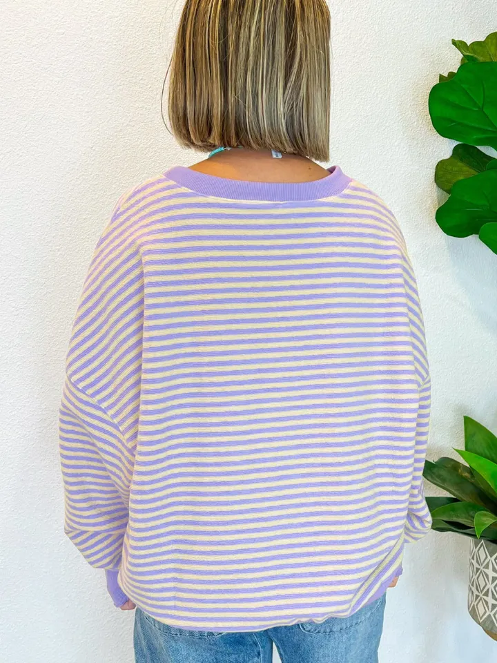 Striped Round Neck Long Sleeve Sweatshirt, image 16