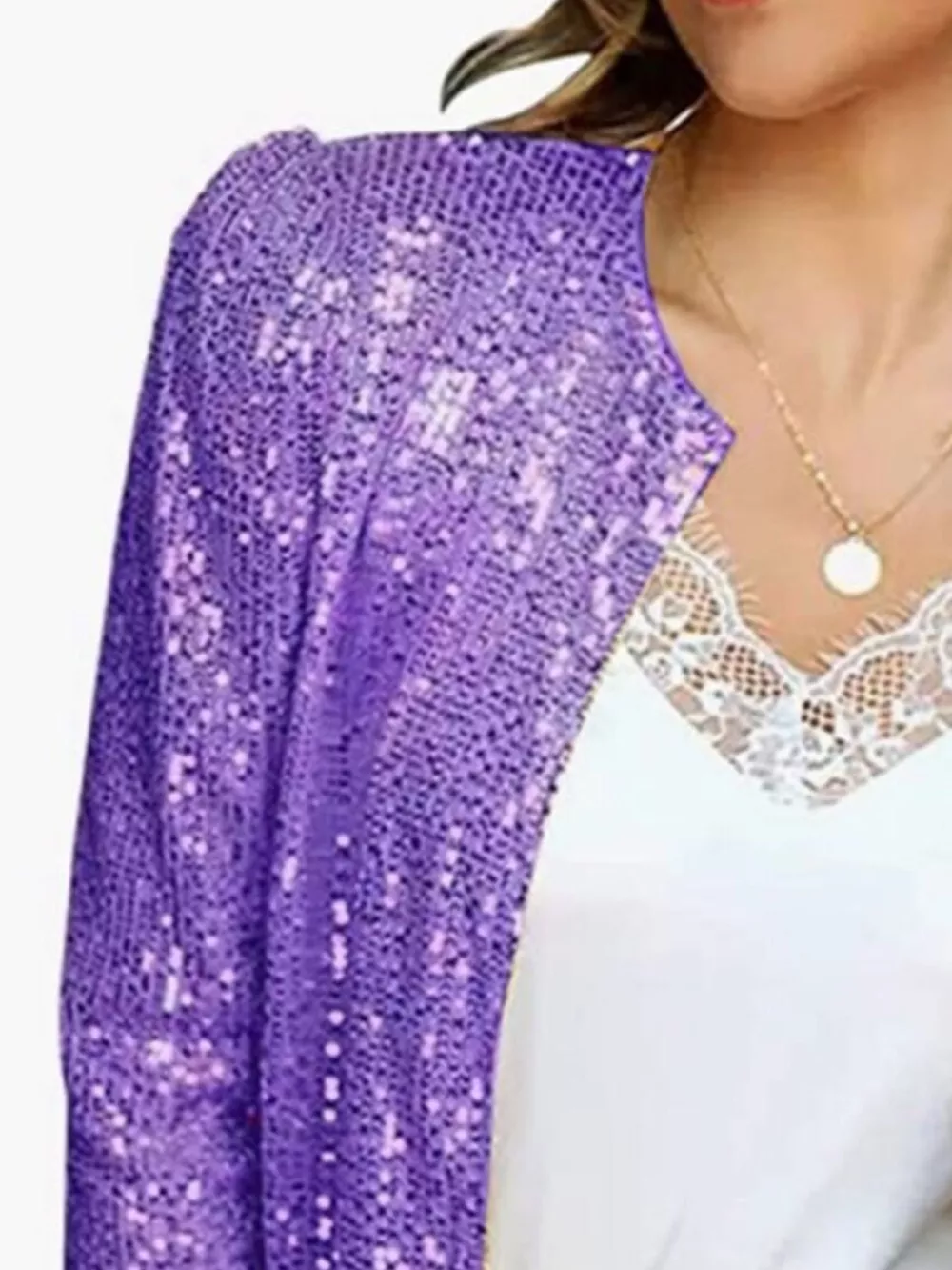 Full Size Sequin Long Sleeve Jacket Plus Size, image 18