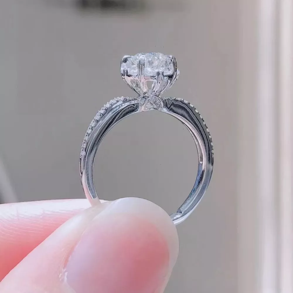 1 Carat 925 Sterling Silver Moissanite Ring, image 2
