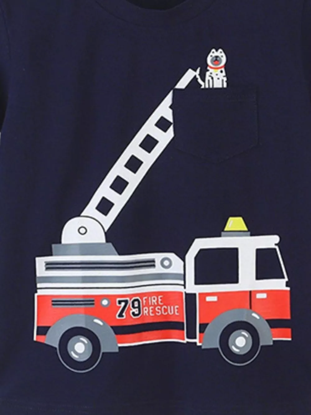 Children's Fire Truck Graphic Crew Neck T-Shirt, image 4