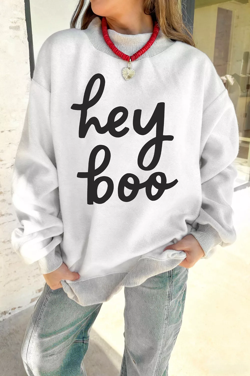 Reversible Halloween Graphic Mock Neck Tunic Sweatshirt, image 7