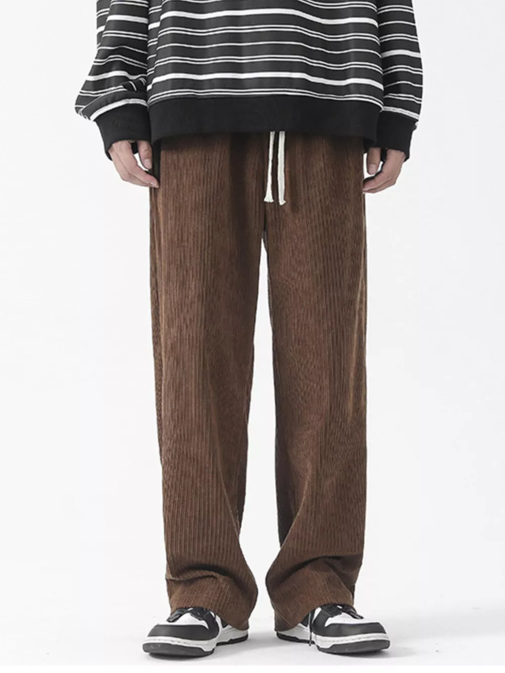 Men's Full Size Drawstring Wide Leg Corduroy Pants Plus Size, image 5